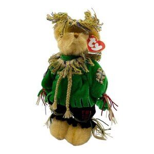 Ty Beanie Babies Attic Treasures ALFALFA Scarecrow Bear Halloween Fall RETIRED